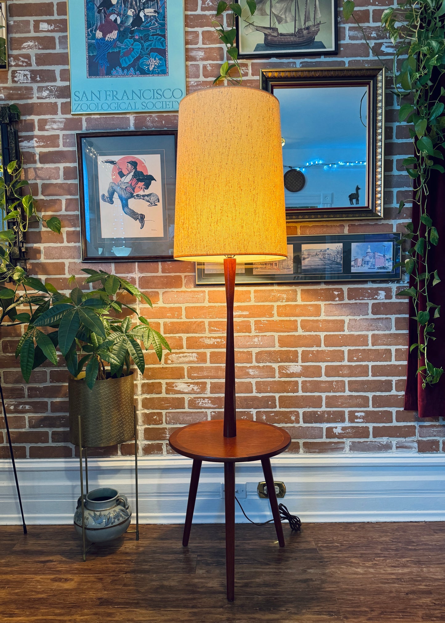 Teak Floor Lamp Table