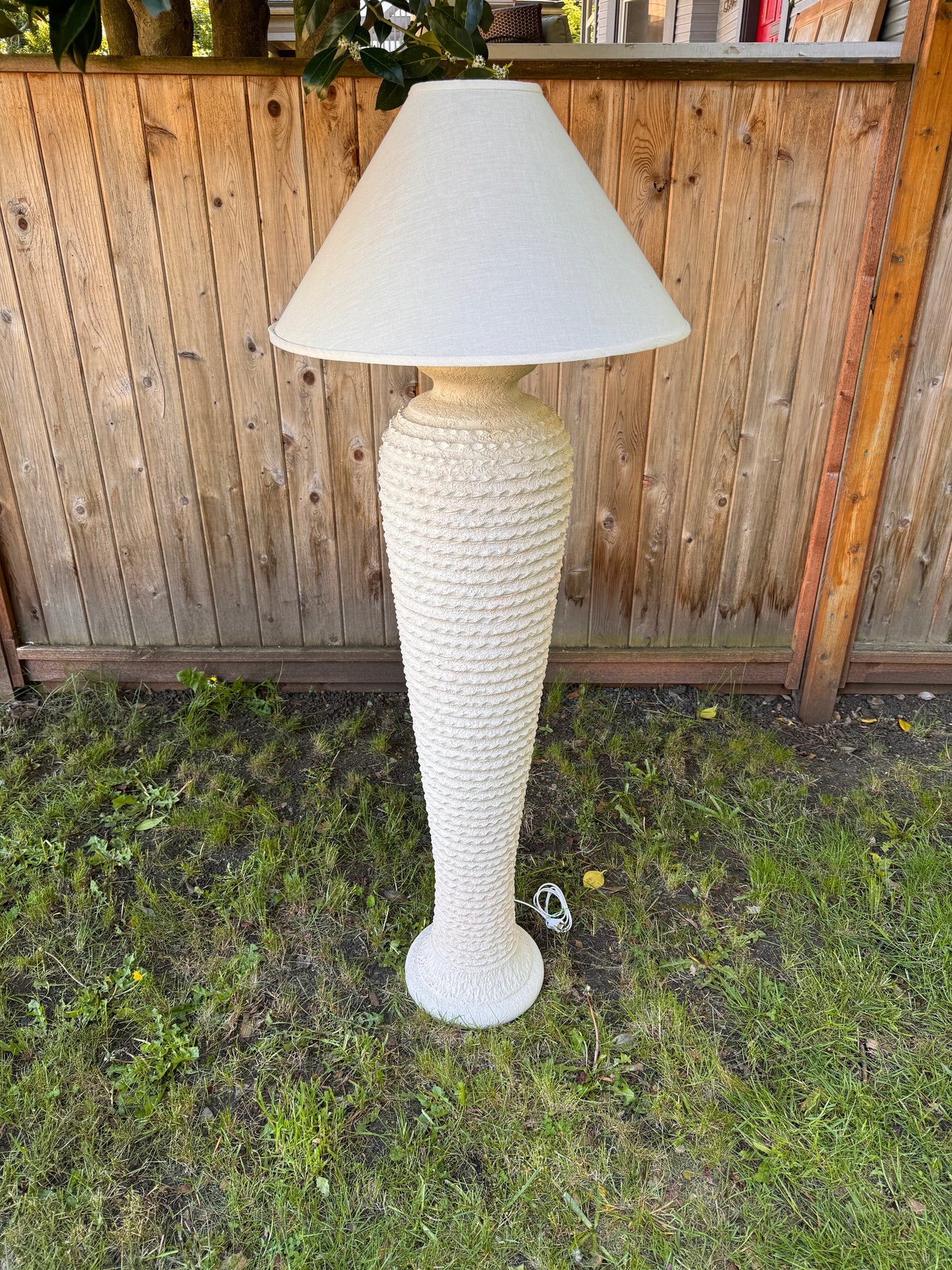 1980s Michael Taylor Style Ribbed Plaster Floor Lamp