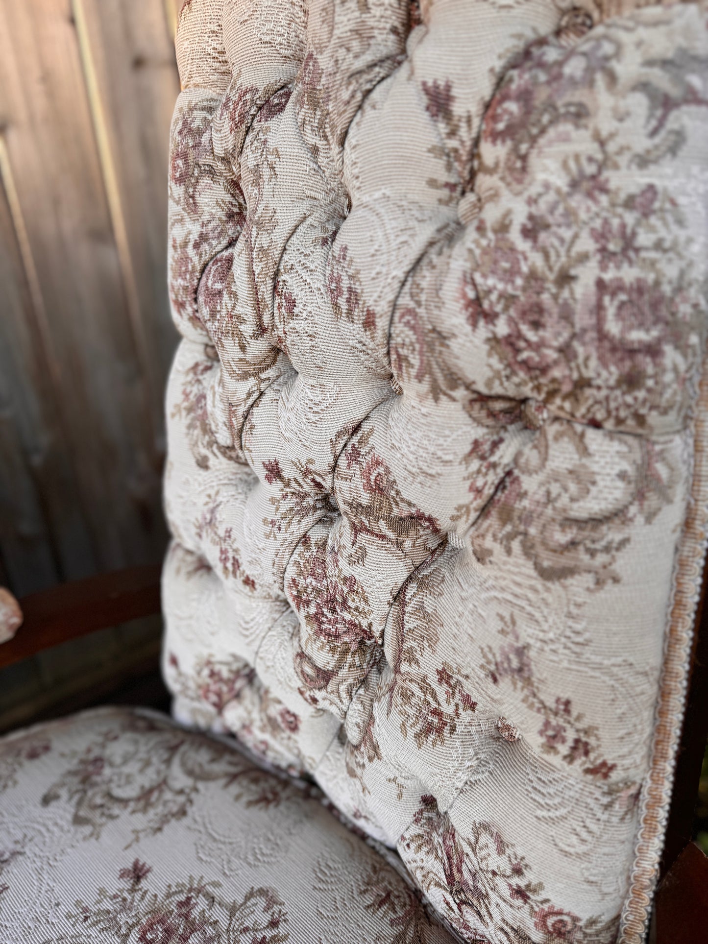 Vintage Floral Tufted Highback Armchair