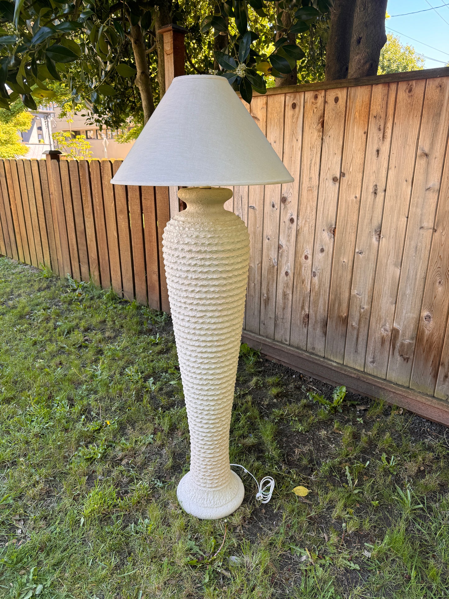 1980s Michael Taylor Style Ribbed Plaster Floor Lamp