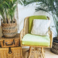 Vintage Rattan Swivel Arm Chair Lounge Retro Lime Green Cushion
