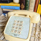 Vintage 70s Yellow Phone with green face plate Rockford Files Style Retro