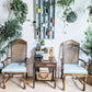 Vintage Retro 70s style dinning room chairs with powder blue velvet cushion