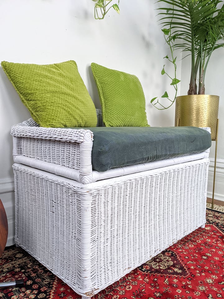 The White Wicker Bench Chest