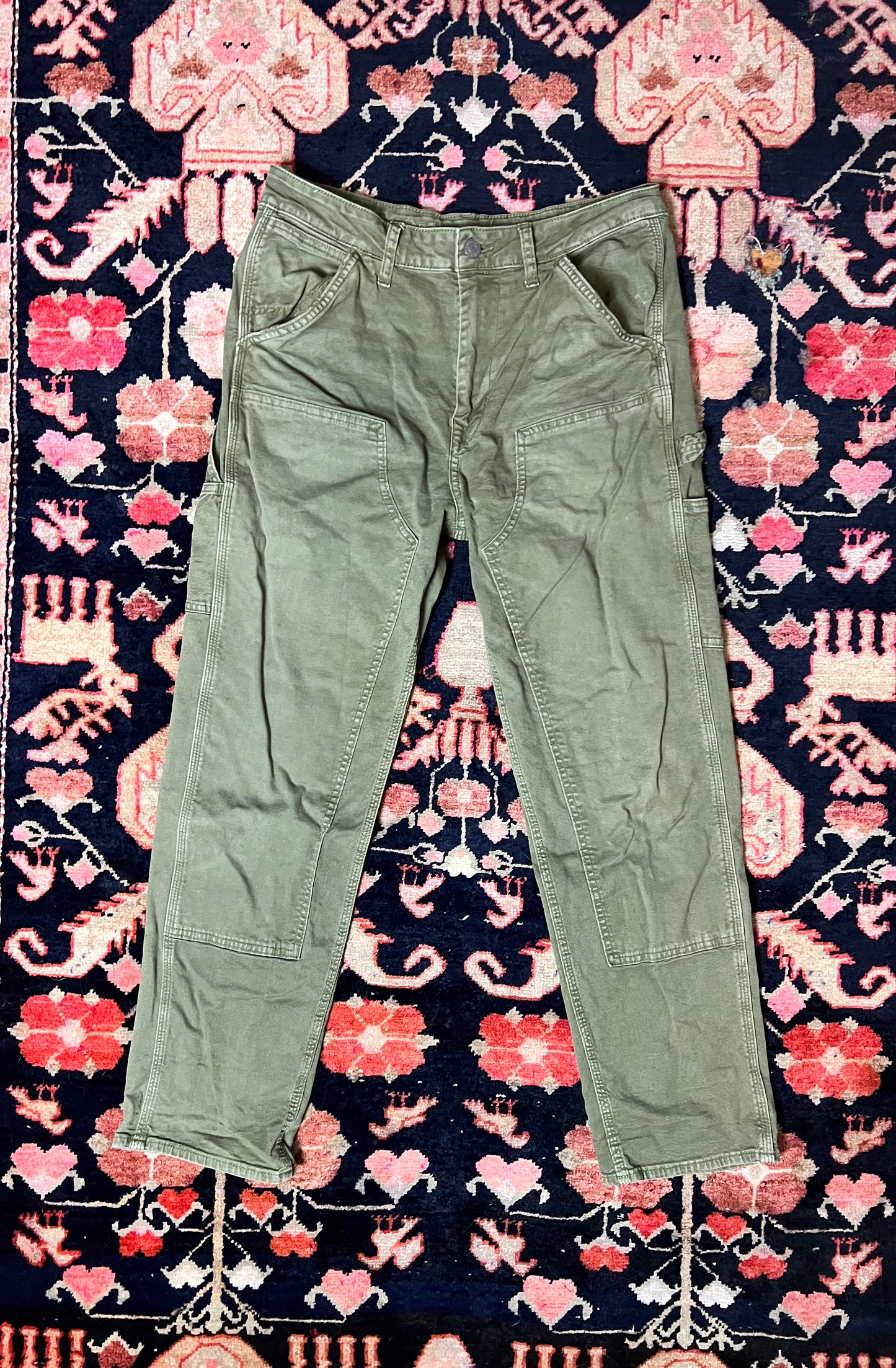 Olive Green Double Knee Carpenter Pants