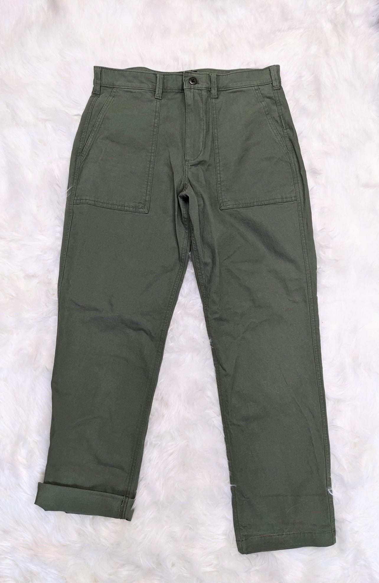 fatigue pants military army style patch pockets olive drab retro style