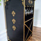 Great Gatsby Art Deco 1920's 1930's Style Black Gold Bar Cabinet Wood Vintage Retro Rare Victoria BC Canada Secondhand Thrift Antique