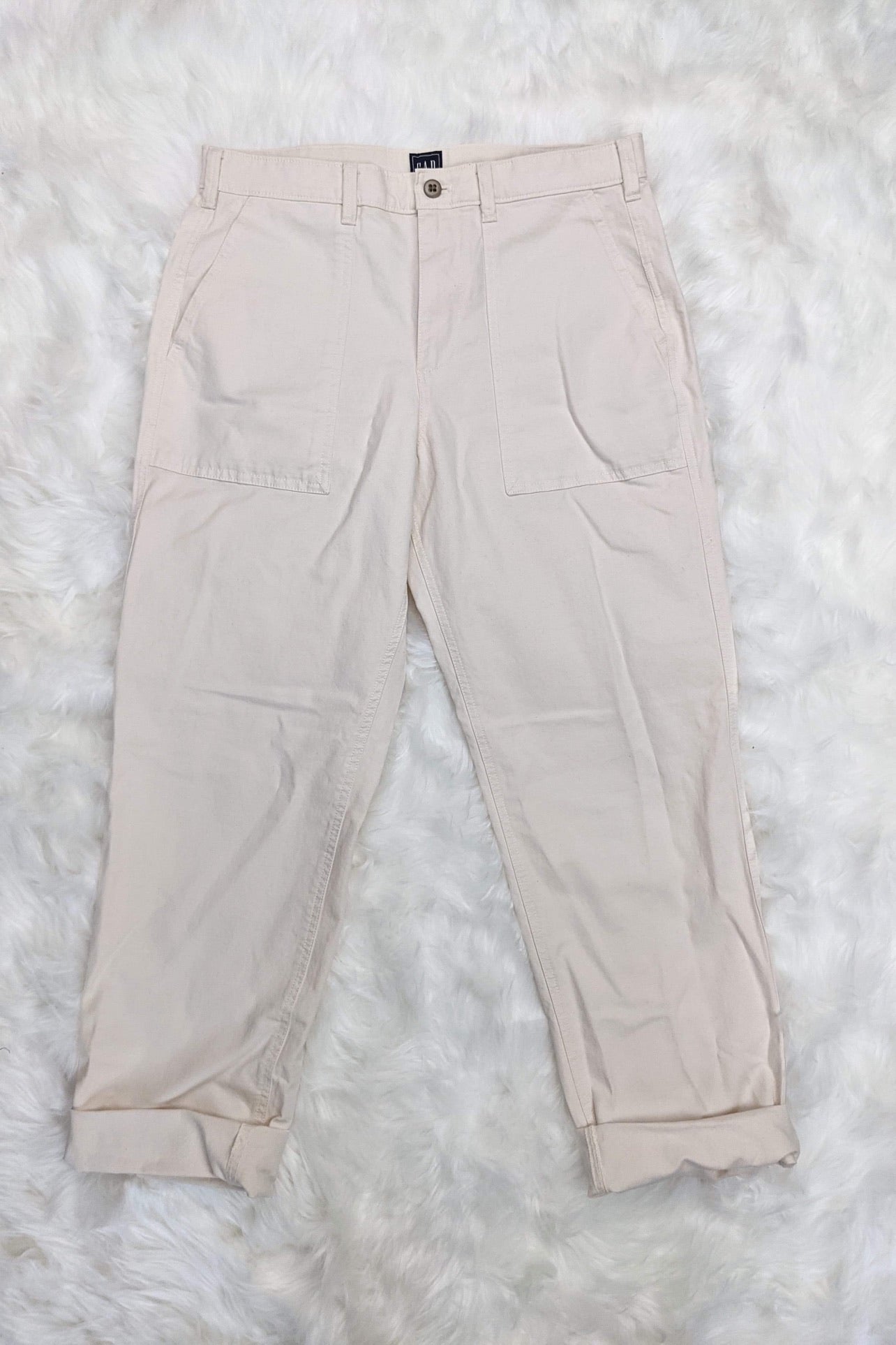 fatigue pants military army style patch pockets white retro style