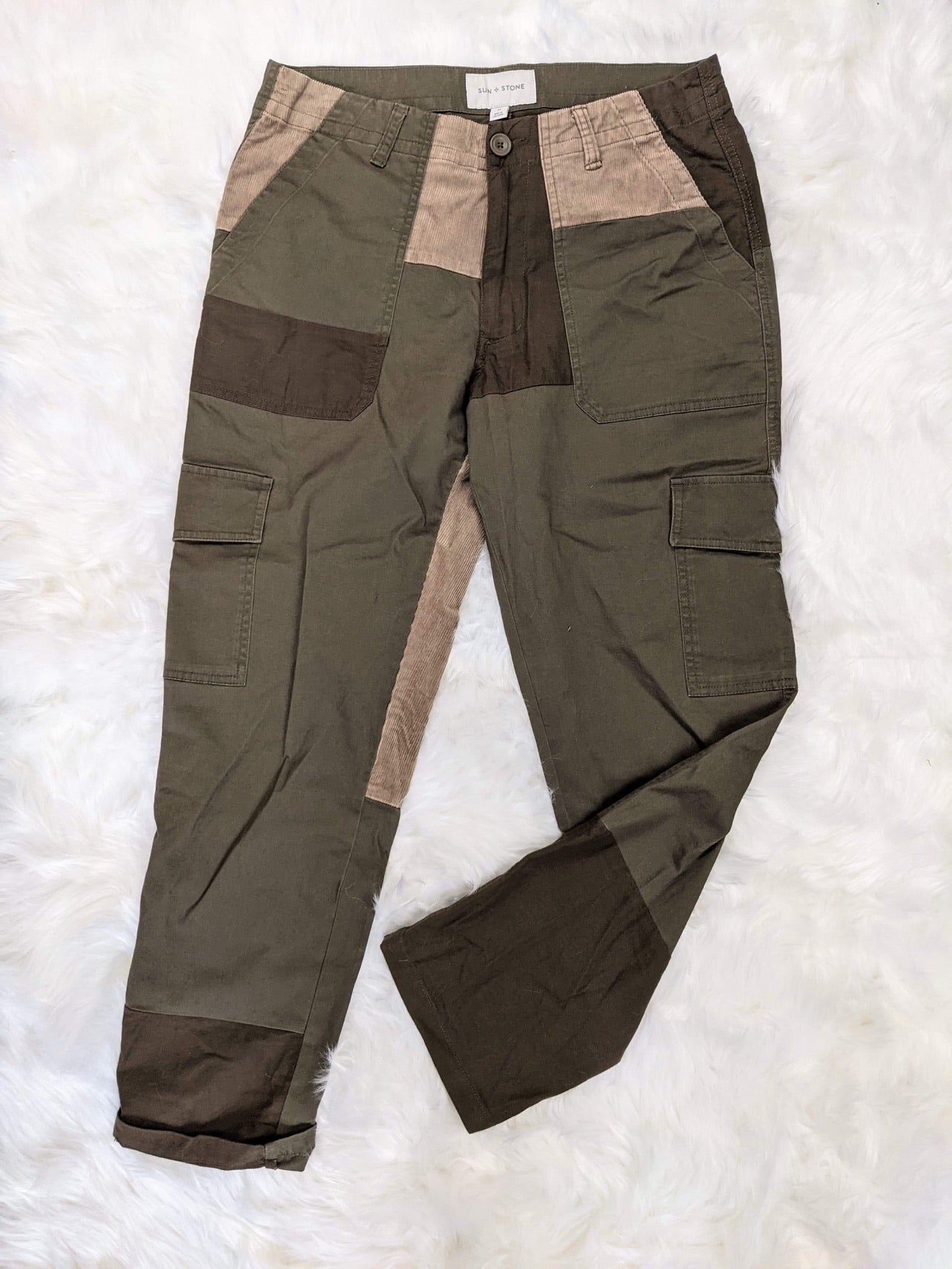 Army Green Cargo Pants Flap Pockets High Waist Loose Fit Non - Temu
