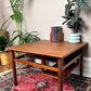 Vintage Teak Coffee Table With two tiered shelves underneath