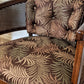 Wicker Wood Barrel Style Bombay 1960's fabric palm print dark brown victoria bc canada used second hand thrift